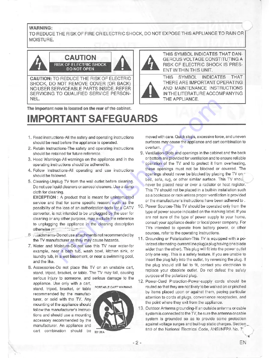 FUNAI F19TRB1C Owner'S Manual Download Page 2