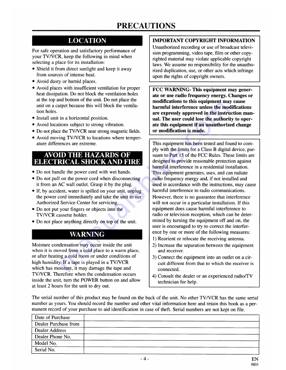 FUNAI F313CA Owner'S Manual Download Page 4