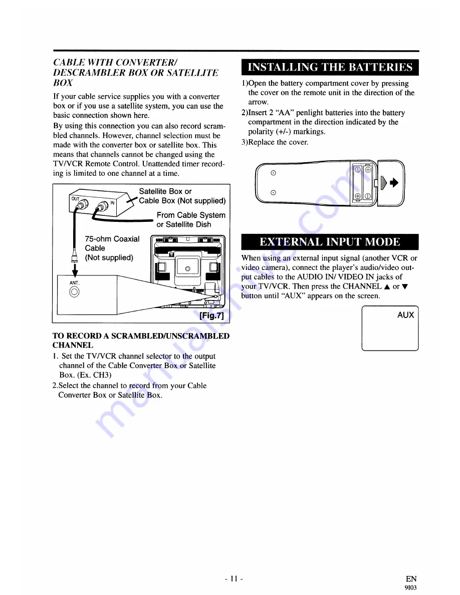 FUNAI F313CA Owner'S Manual Download Page 11