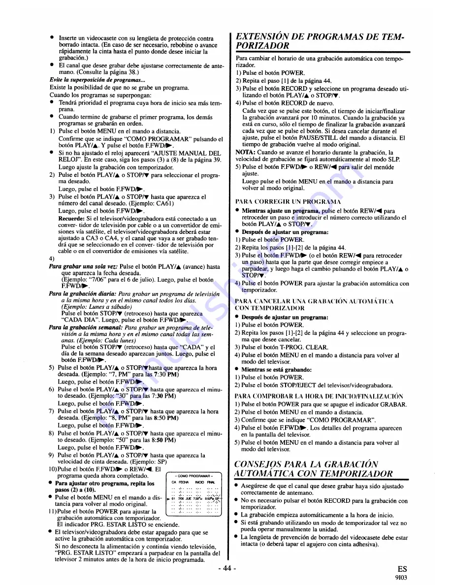 FUNAI F313CA Owner'S Manual Download Page 44