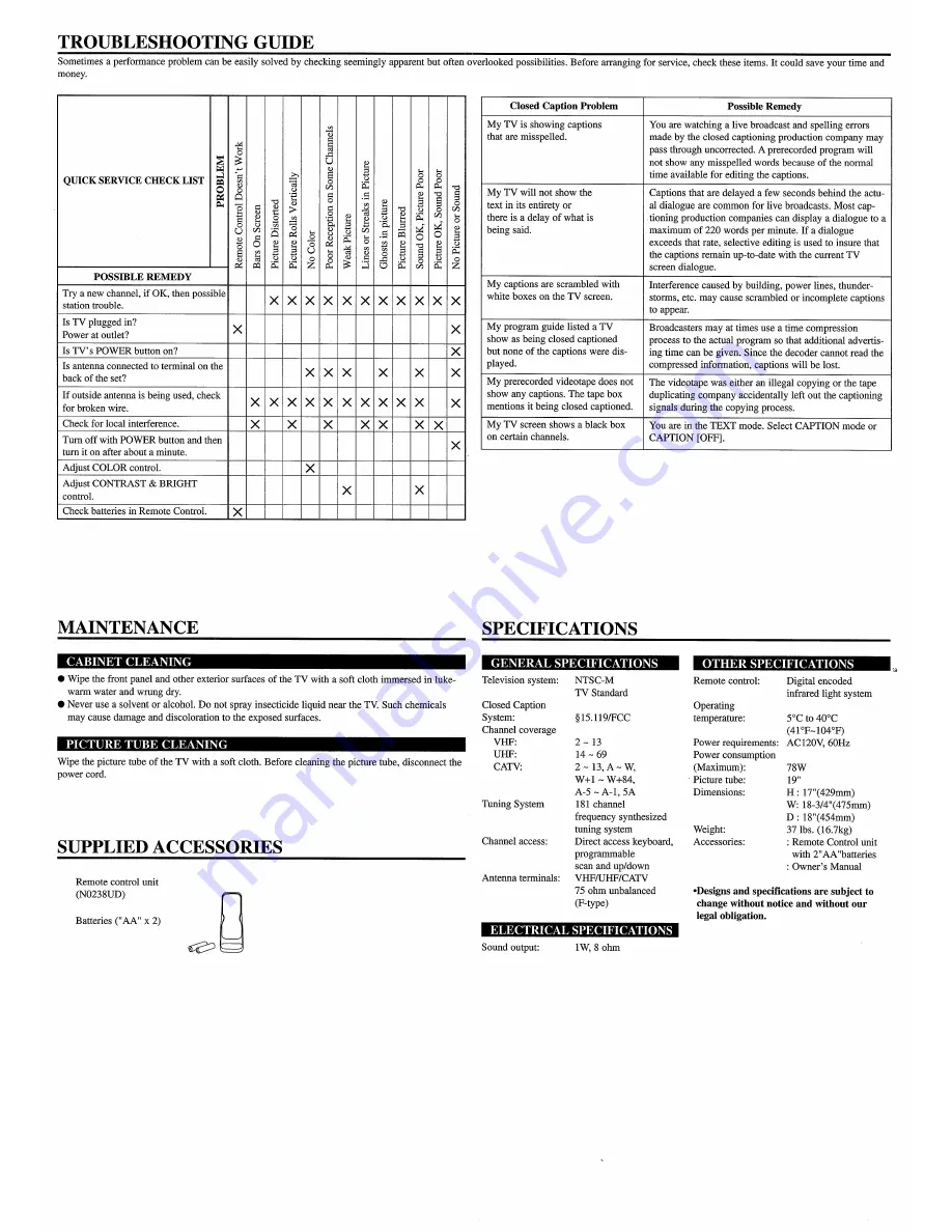 FUNAI F4819T Owner'S Manual Download Page 4