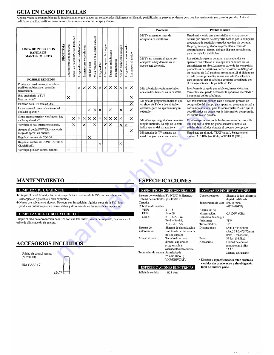 FUNAI F4819T Owner'S Manual Download Page 8