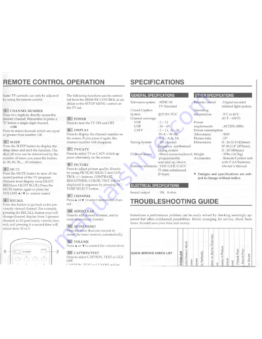 FUNAI FT1931C Owner'S Manual Download Page 6