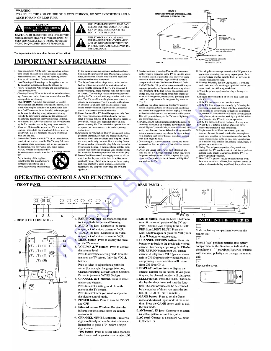 FUNAI FT4913C Owner'S Manual Download Page 2