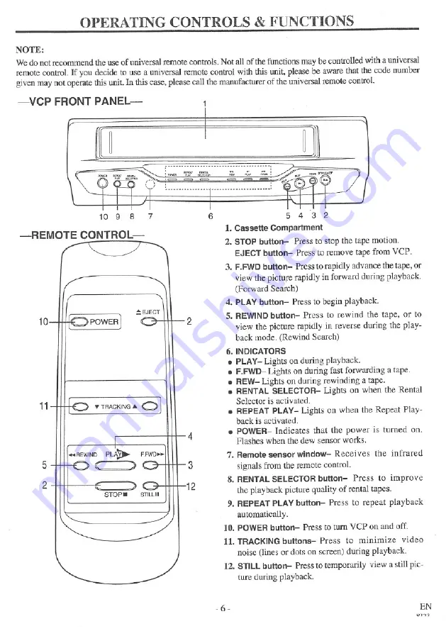 FUNAI Symphonic F1810M Owner'S Manual Download Page 6