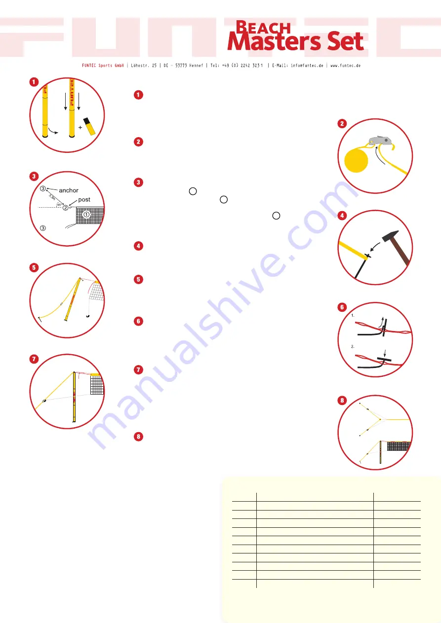 funtec Beach Masters Set Setup Manual Download Page 2