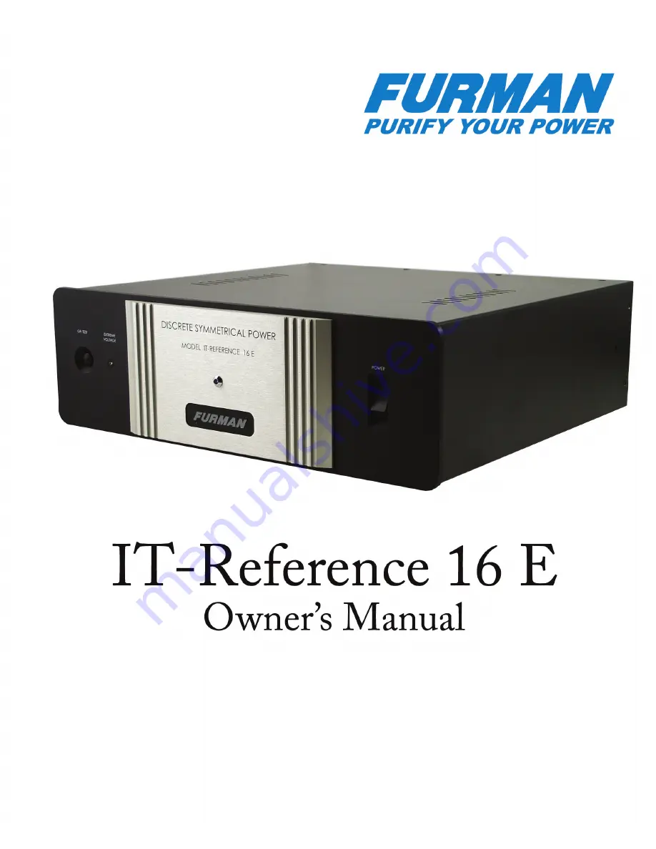 Furman IT-Reference 16 E Скачать руководство пользователя страница 1