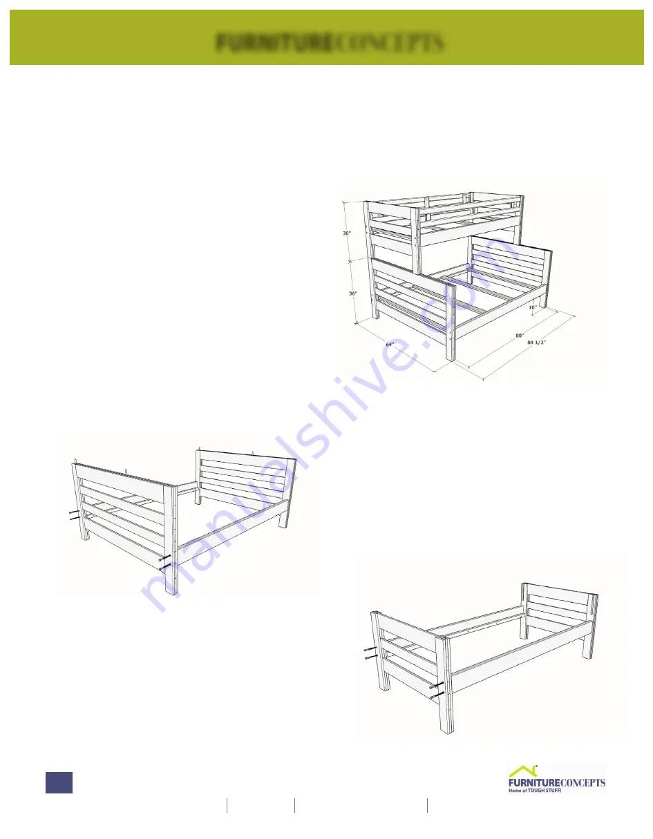 FURNITURE CONCEPTS Classic Ladder End Single-Queen Bunk Assembly Download Page 1