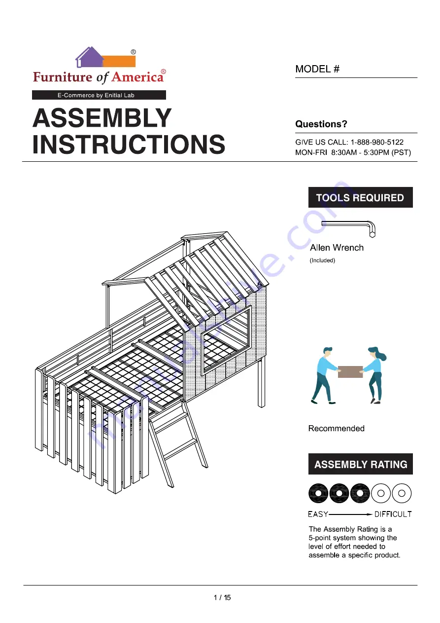 Furniture of America CM-BK969-UPS Assembly Instructions Manual Download Page 1