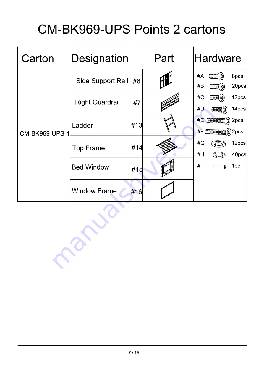 Furniture of America CM-BK969-UPS Assembly Instructions Manual Download Page 7