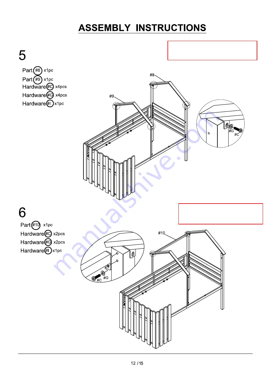 Furniture of America CM-BK969-UPS Assembly Instructions Manual Download Page 12