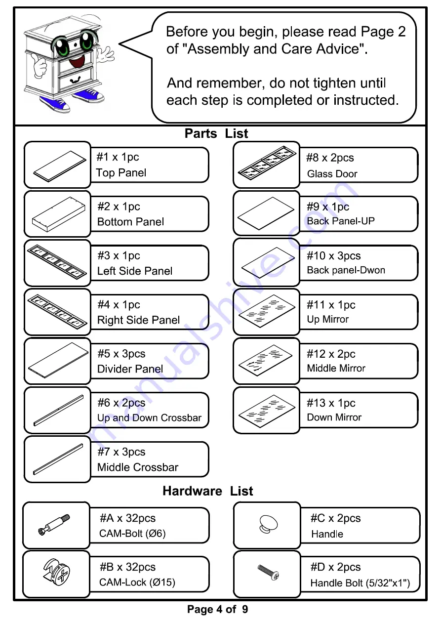 Furniture of America CM-CR140 Assembly Instructions Manual Download Page 4