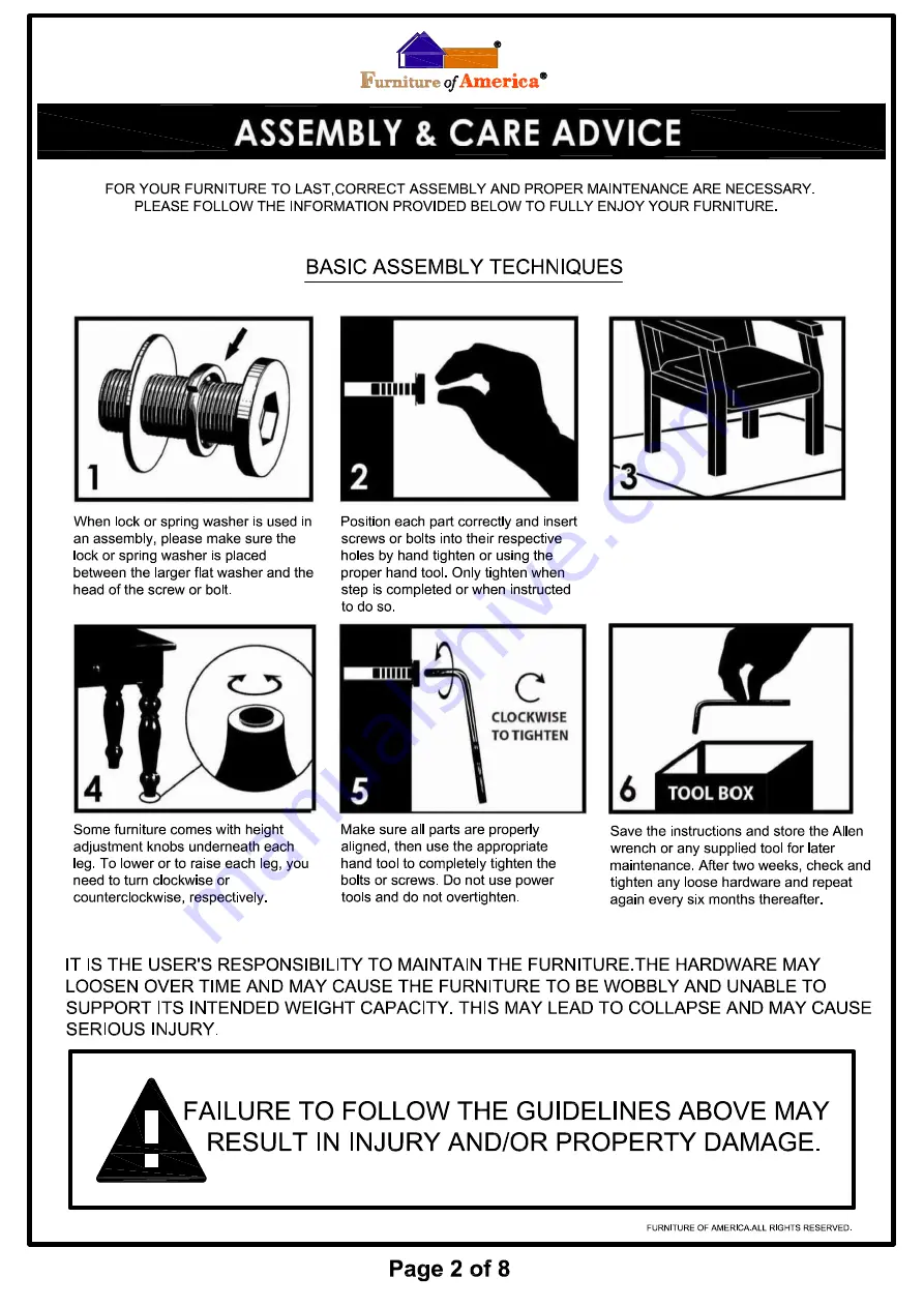 Furniture of America CM-DK6162 Скачать руководство пользователя страница 2