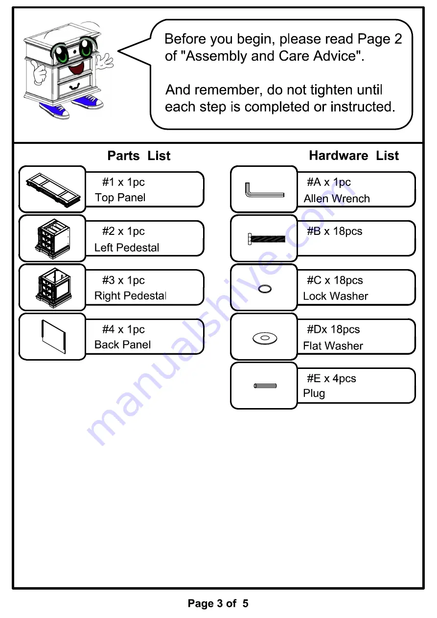 Furniture of America CM-DK6252CD-1 Assembly Instructions Download Page 3