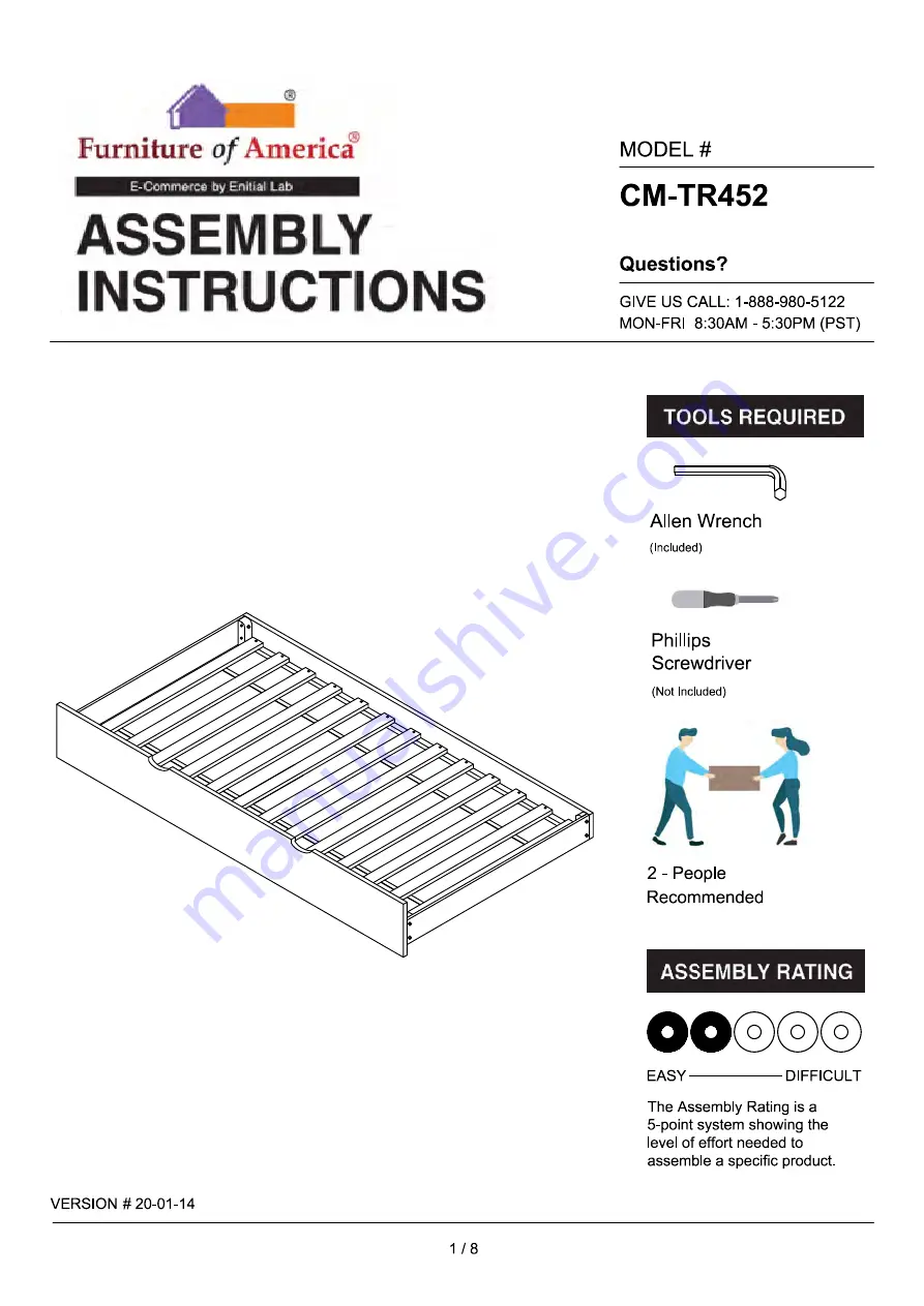 Furniture of America CM-TR452 Assembly Instructions Manual Download Page 1