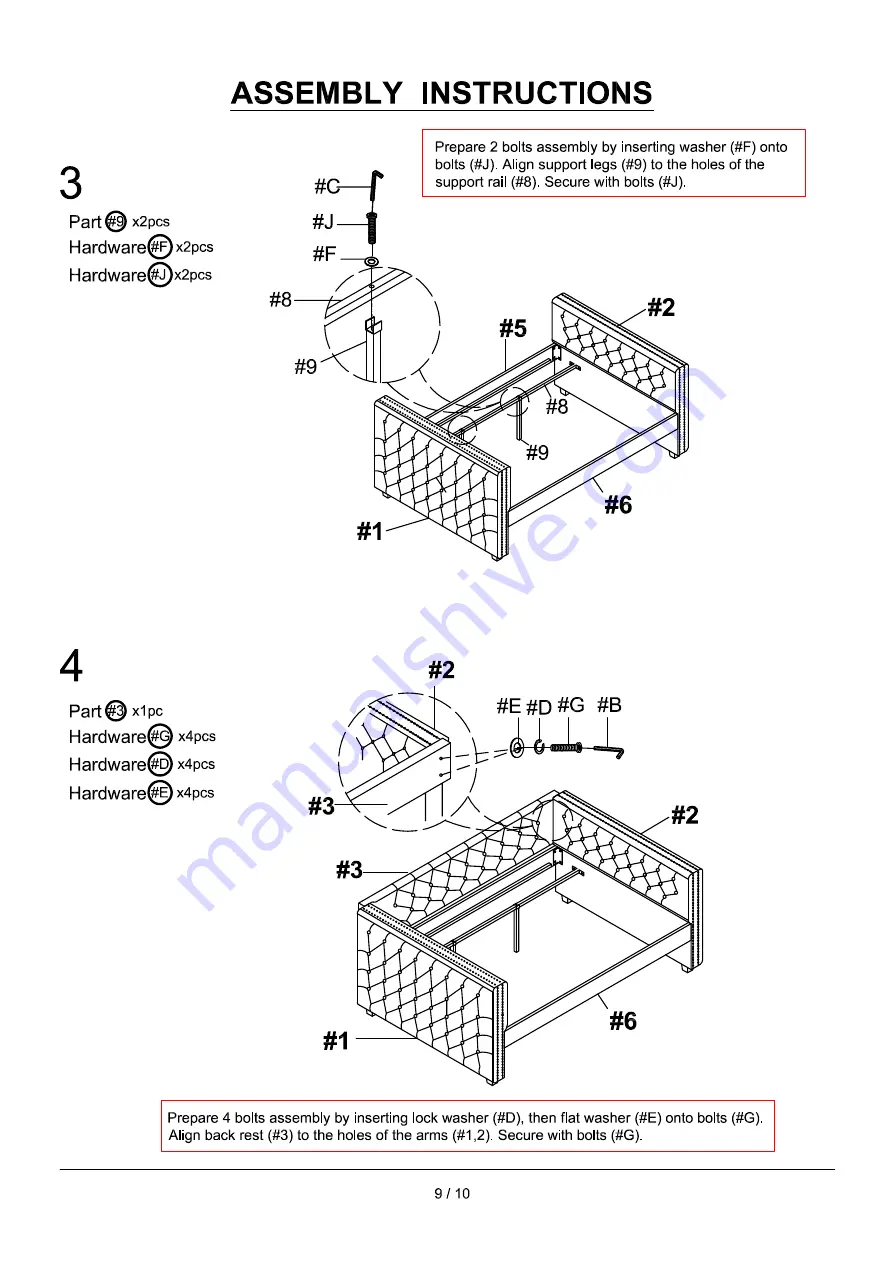 Furniture of America CM1028F Assembly Instructions Manual Download Page 9