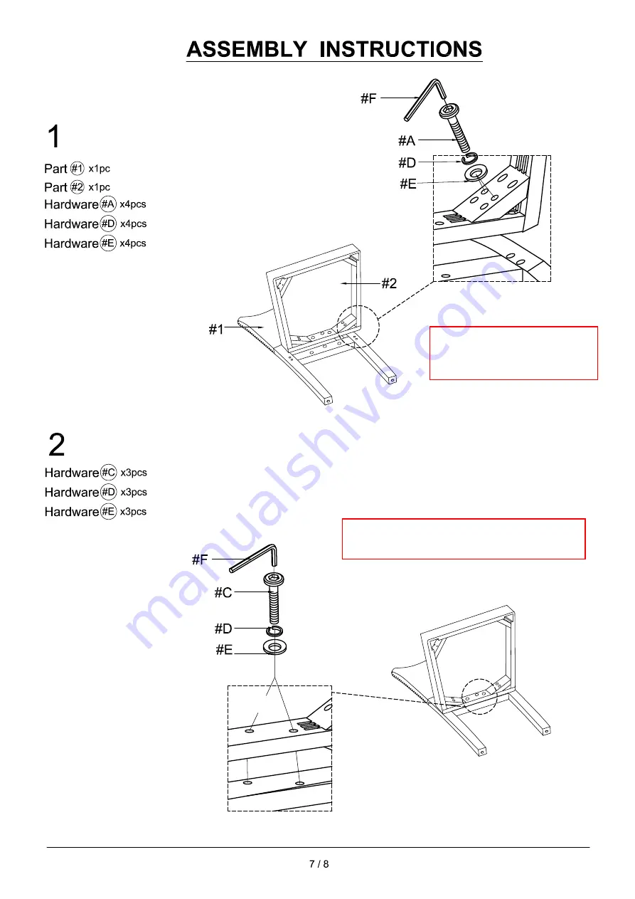 Furniture of America CM3744SC-2PK Assembly Instructions Manual Download Page 7