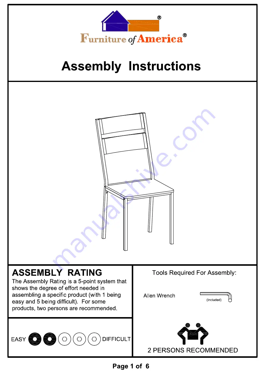 Furniture of America CM3920SC-2PK Assembly Instructions Manual Download Page 1