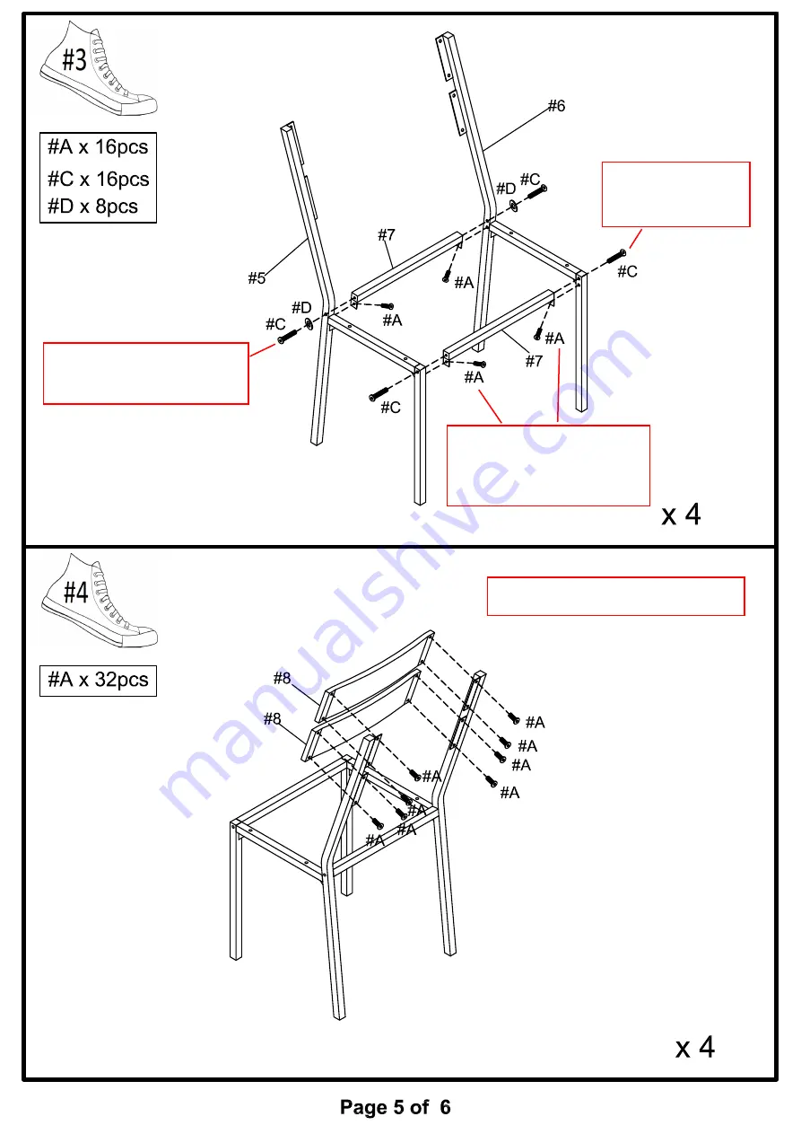 Furniture of America CM3920T-5PK Assembly Instructions Manual Download Page 5