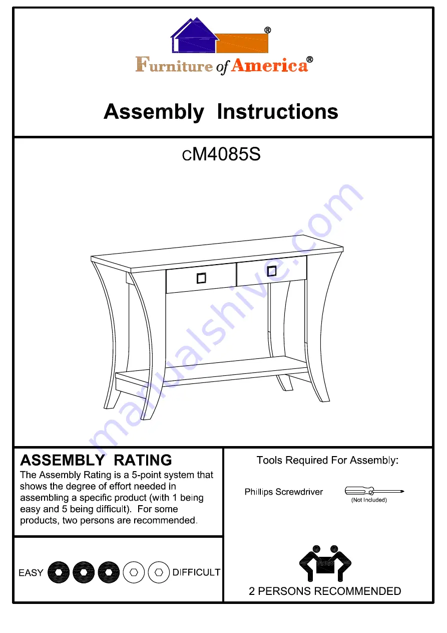 Furniture of America cM4085S Assembly Instructions Manual Download Page 1