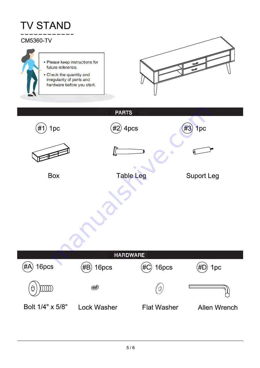 Furniture of America CM5360-TV Скачать руководство пользователя страница 5