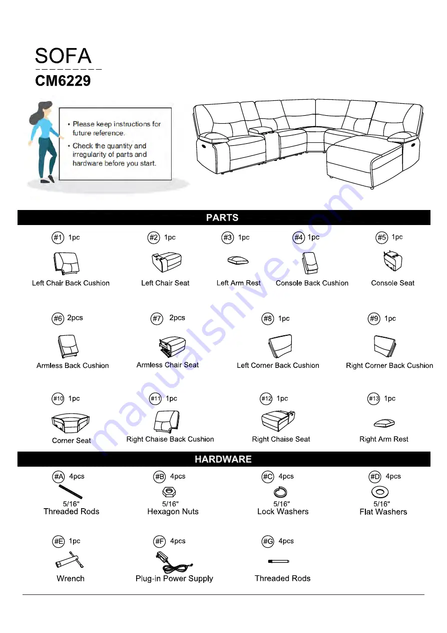 Furniture of America CM6229 Assembly Instructions Manual Download Page 5