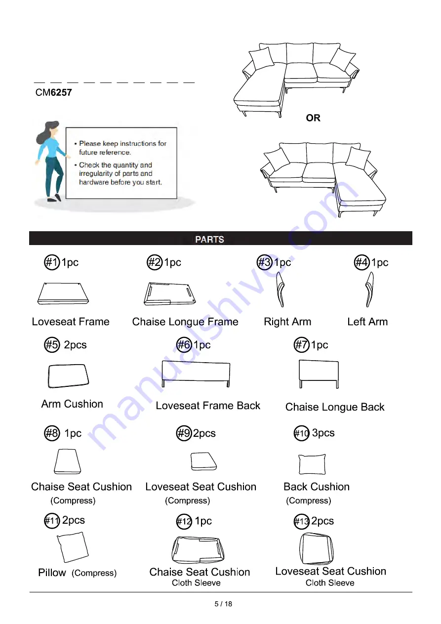 Furniture of America CM6257 Assembly Instructions Manual Download Page 5