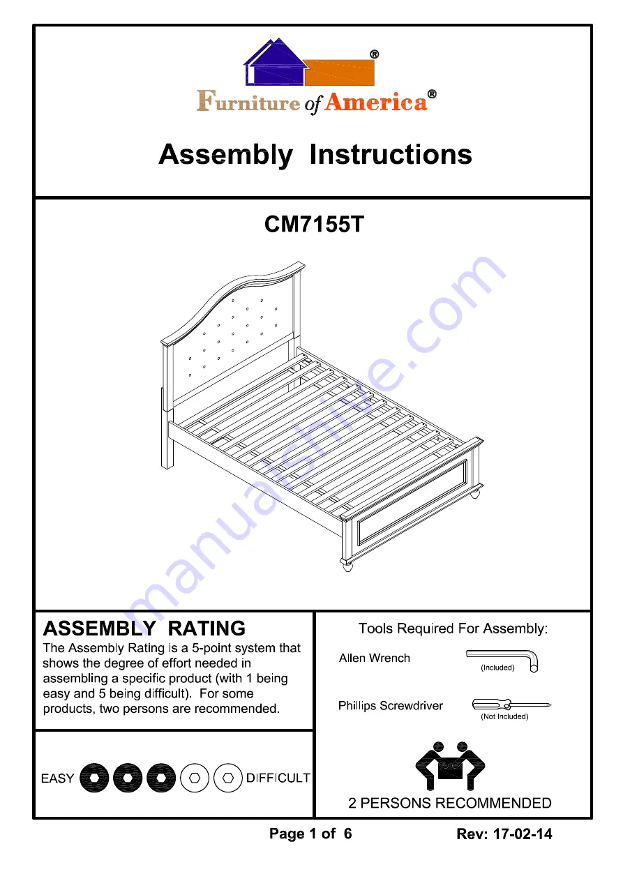 Furniture of America CM7155T Assembly Instructions Manual Download Page 1