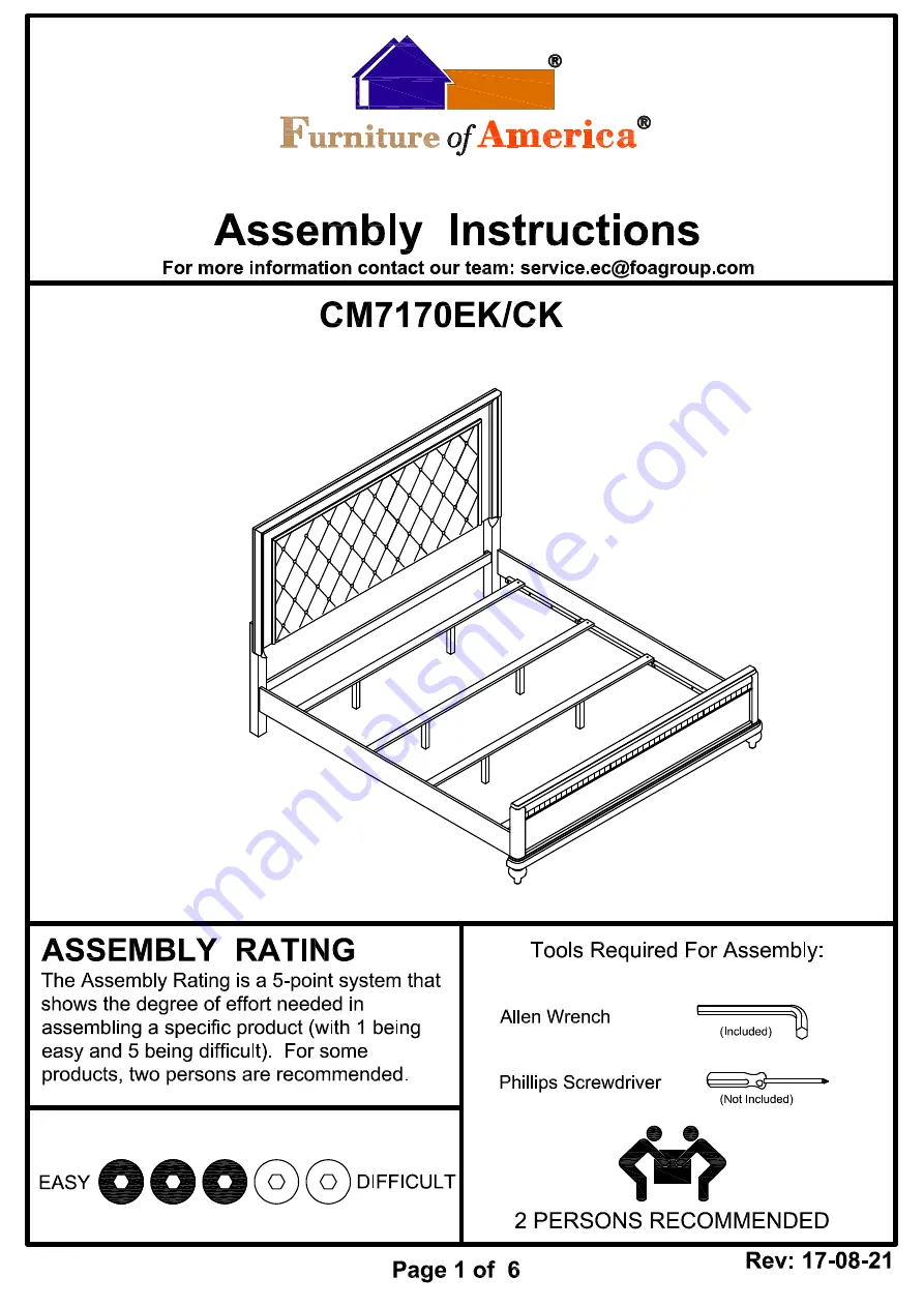 Furniture of America CM7170Q-F Скачать руководство пользователя страница 7