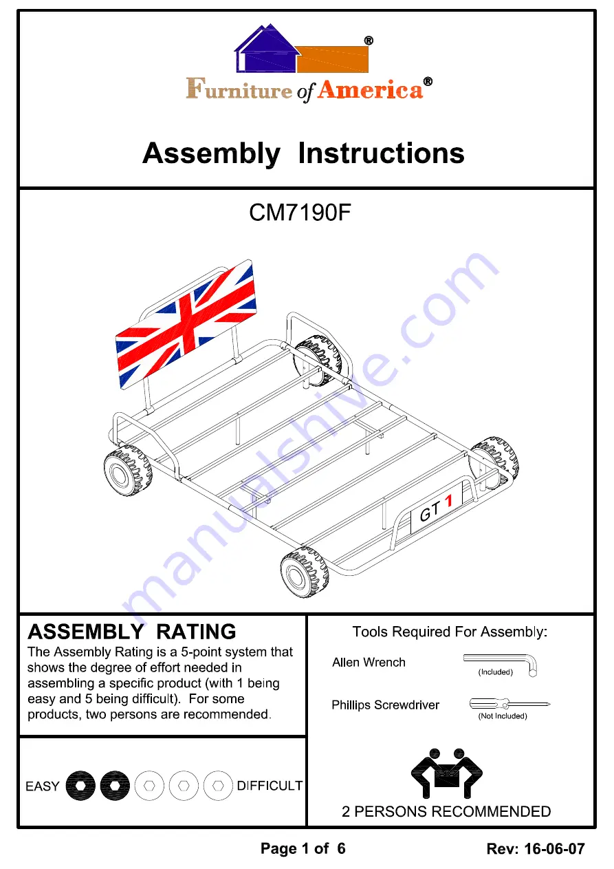 Furniture of America CM7190F Assembly Instructions Manual Download Page 7