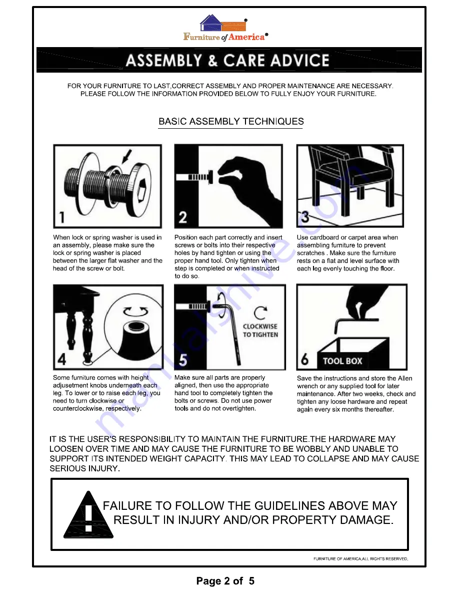 Furniture of America CM7201D Assembly Instructions Manual Download Page 6