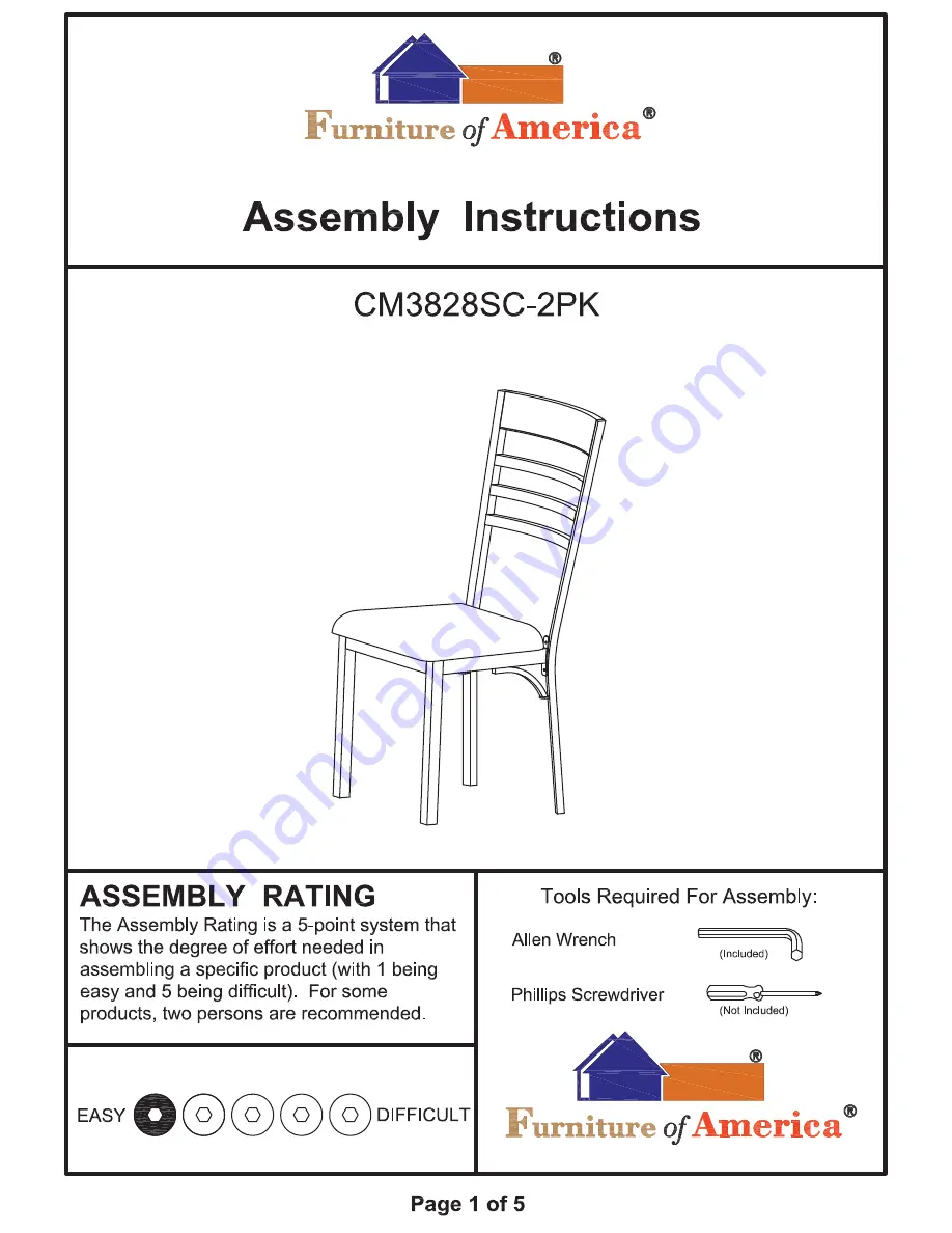 Furniture of America Hailey CM3828SC-2PK Скачать руководство пользователя страница 1