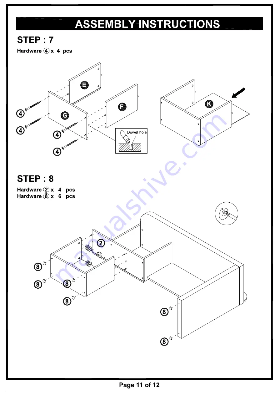 Furniture of America HFW-1850C4 Assembly Instructions Manual Download Page 11