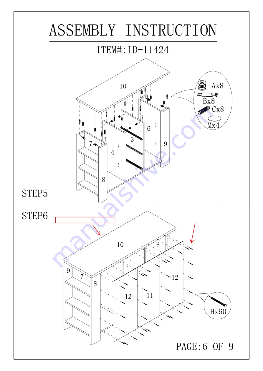 Furniture of America ID-11424 Assembly Instruction Manual Download Page 8