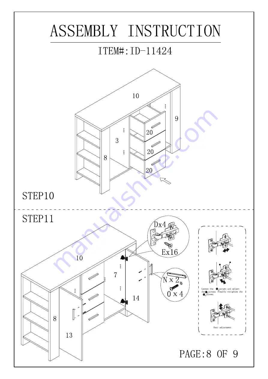 Furniture of America ID-11424 Assembly Instruction Manual Download Page 10