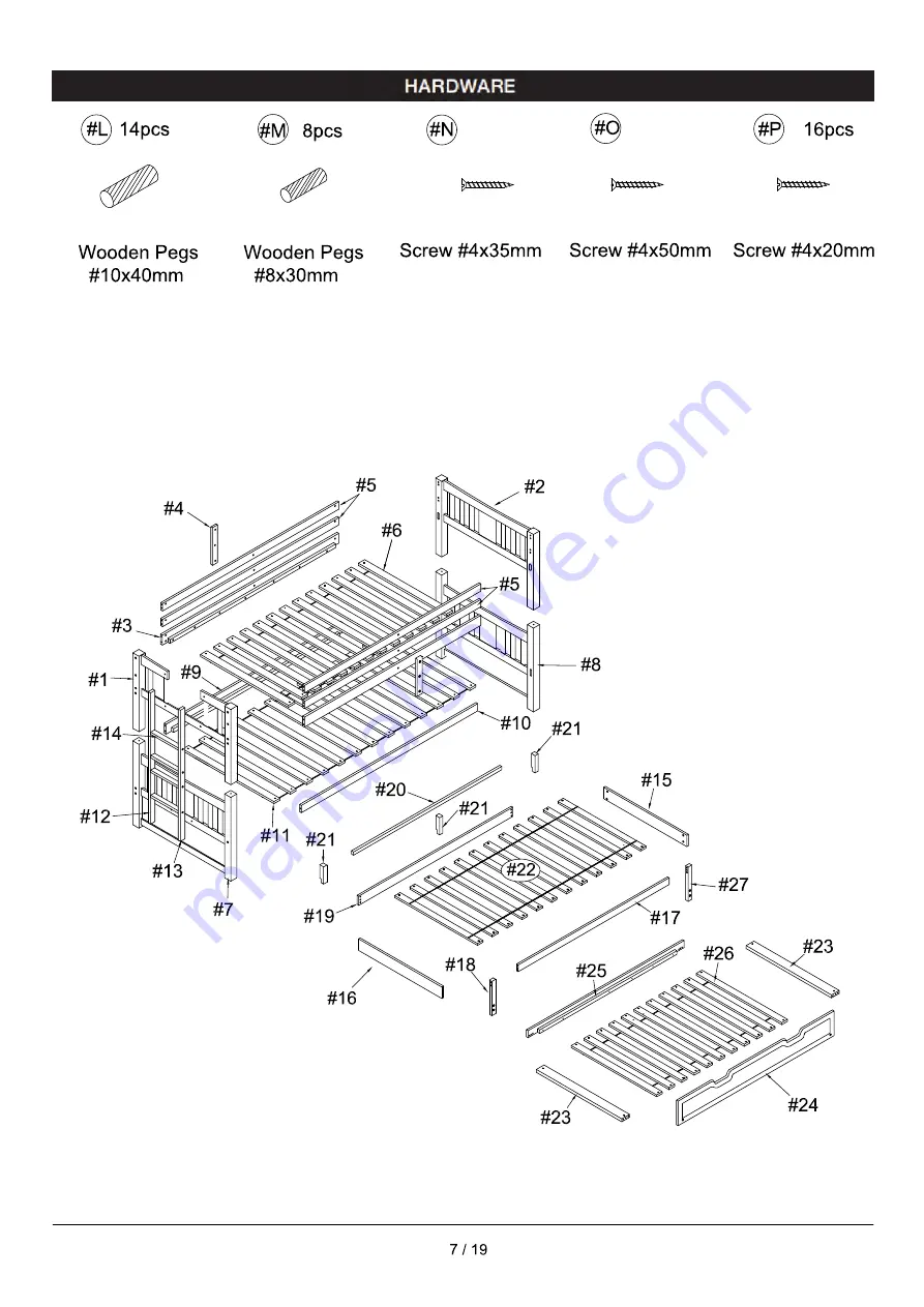 Furniture of America Kadence FOA-BK974 Assembly Instructions Manual Download Page 7