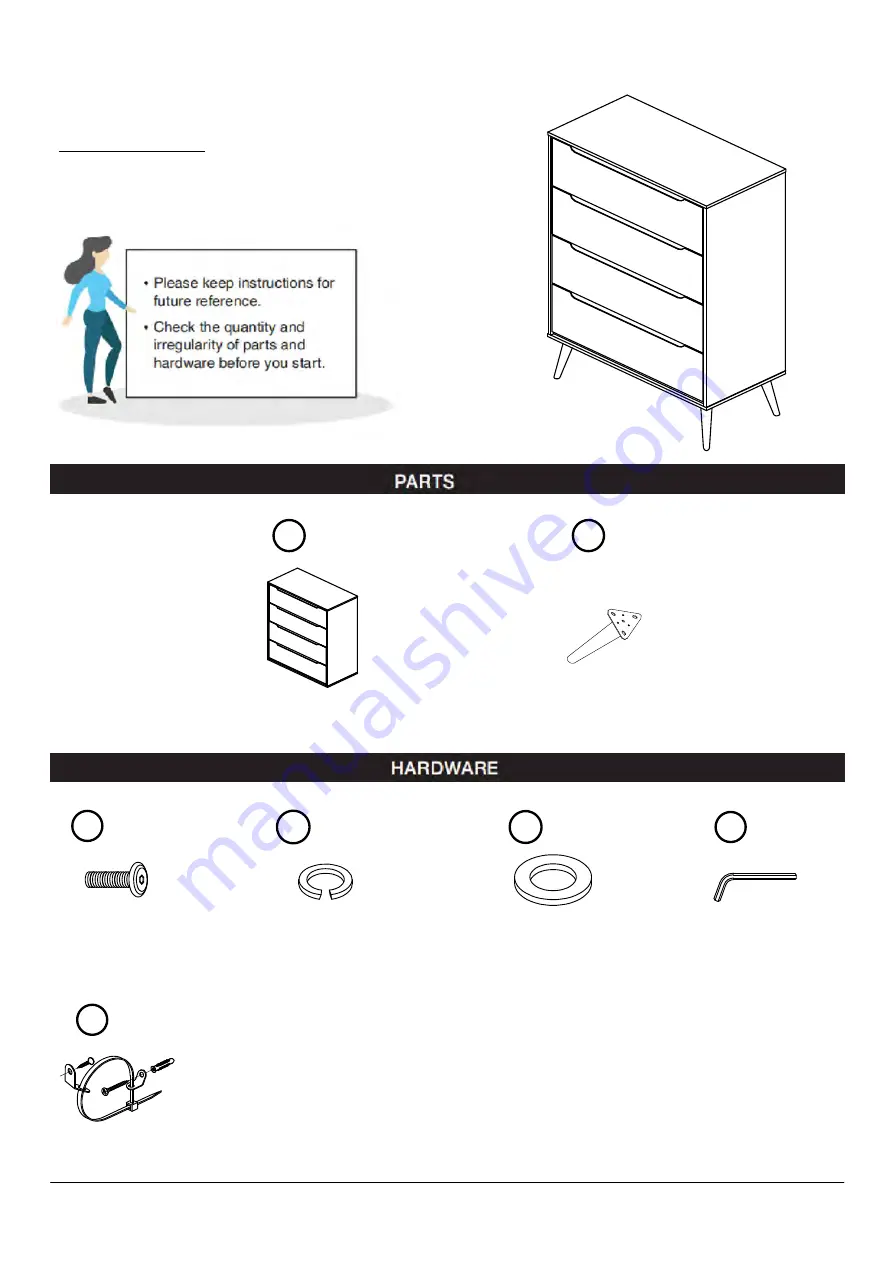 Furniture of America Lennart CM7386C Assembly Instructions Manual Download Page 5