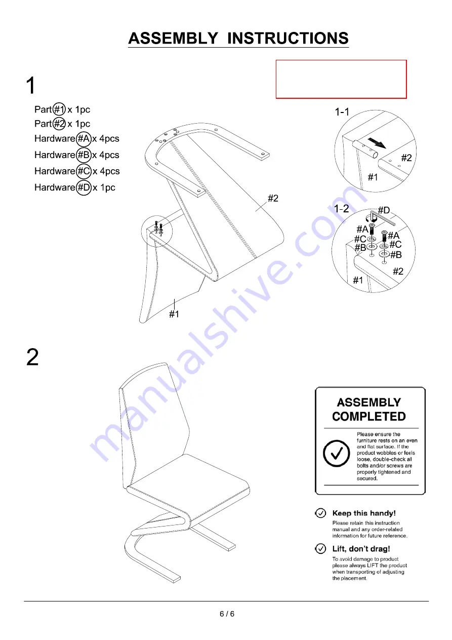 Furniture of America Midvale CM3650SC-2PK Assembly Instructions Manual Download Page 6