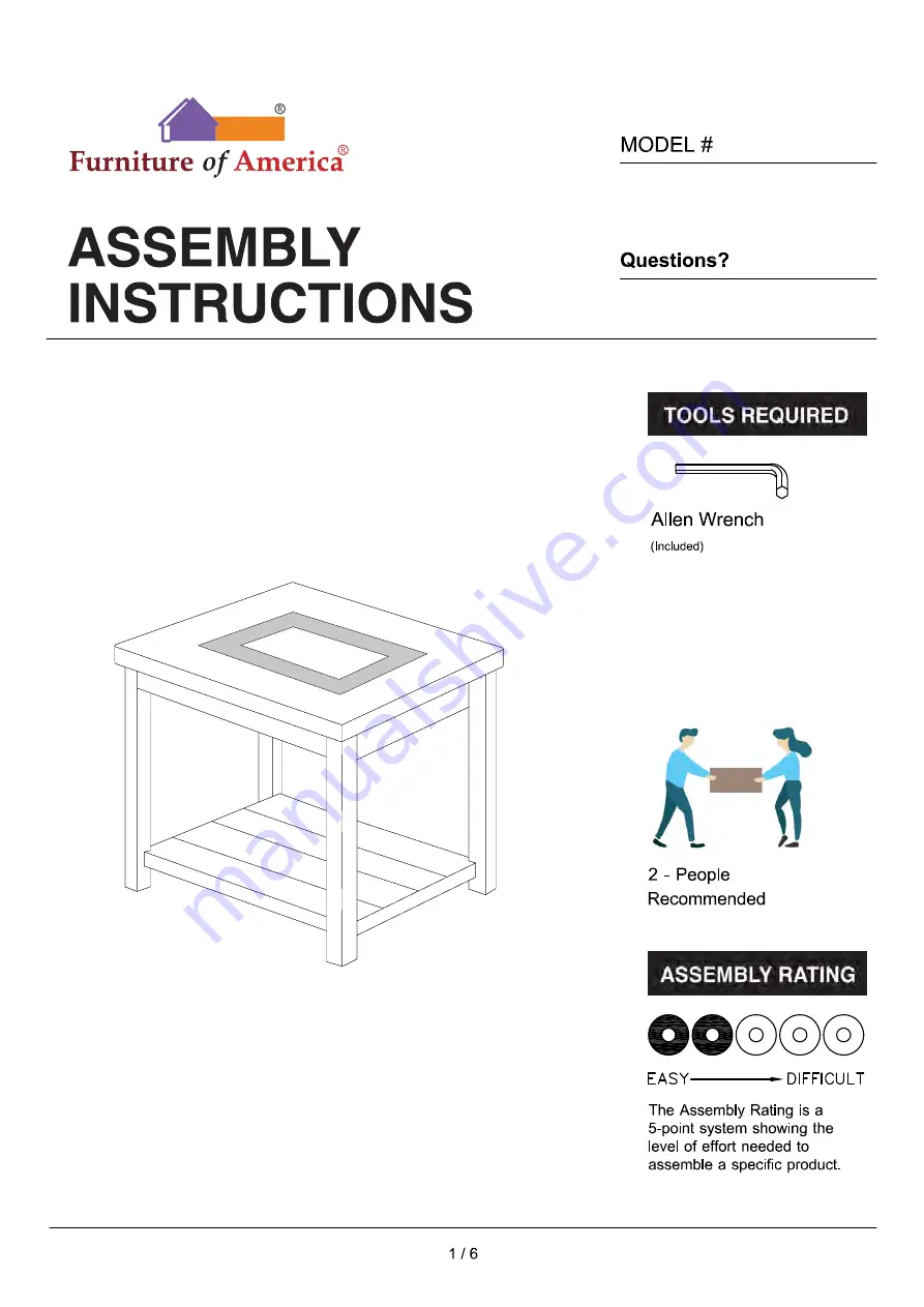 Furniture of America Rosetta CM4187E Assembly Instructions Manual Download Page 1