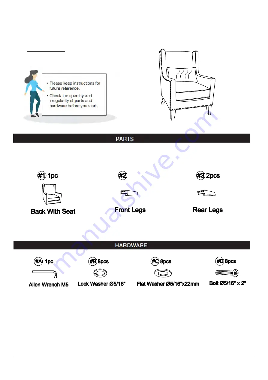 Furniture of America Tomar CM-AC6115 Assembly Instructions Manual Download Page 5