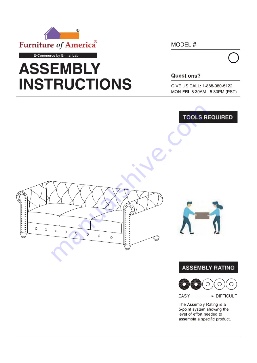 Furniture of America Winifred CM6342-SF Скачать руководство пользователя страница 1