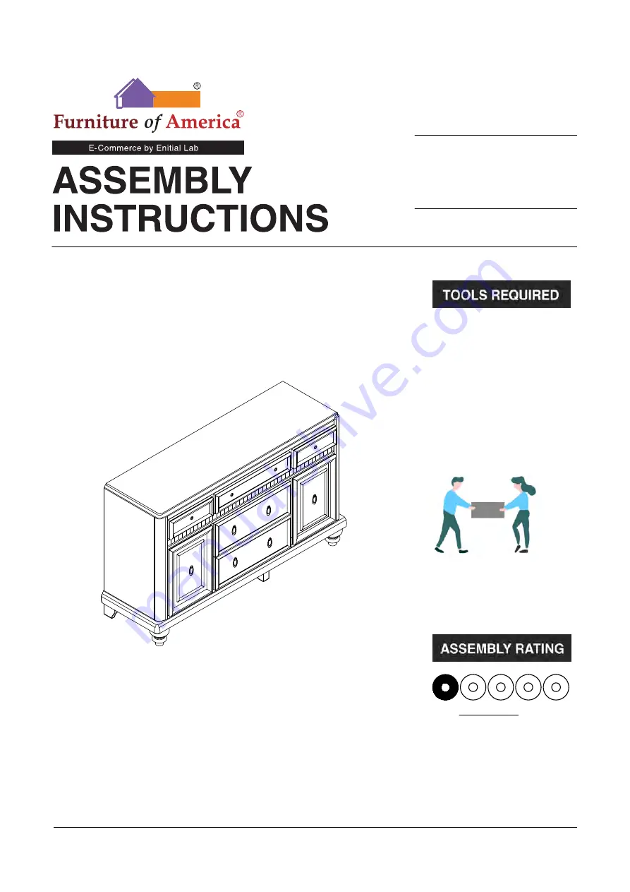 Furniture of America Xandra CM3239SV Assembly Instructions Manual Download Page 1