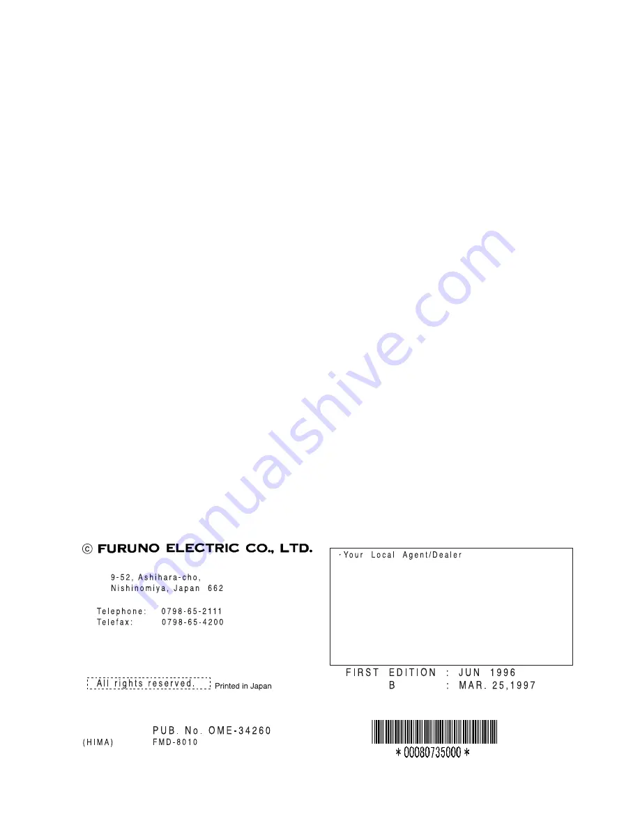 Furuno FMD-8010 Operator'S Manual Download Page 2