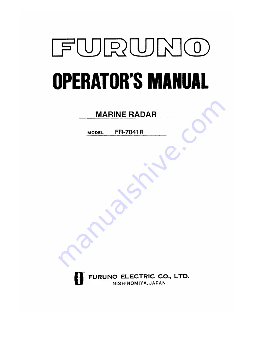 Furuno FR-7041R Operators Скачать руководство пользователя страница 1