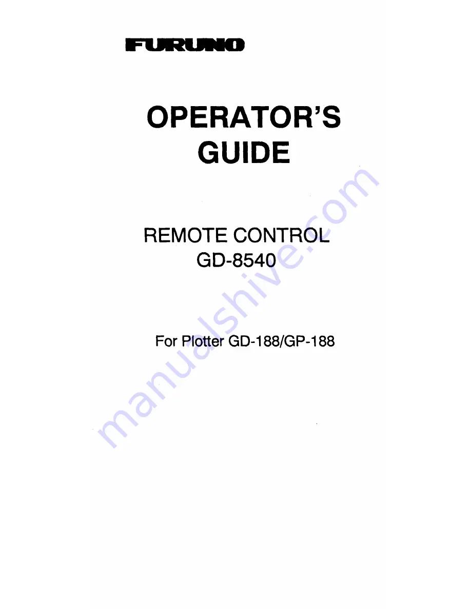 Furuno GD-8540 Operator'S Manual Download Page 1