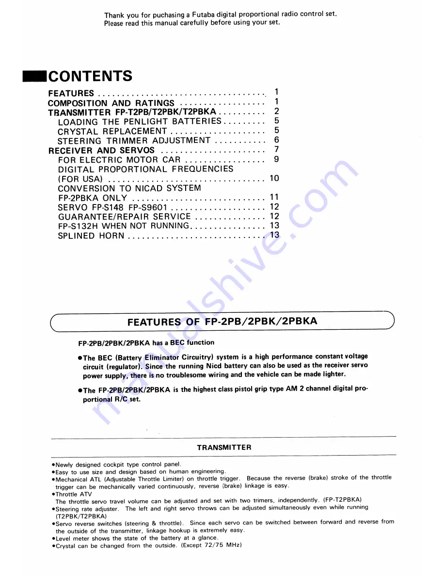 FUTABA FP-2PB Instruction Manual Download Page 2