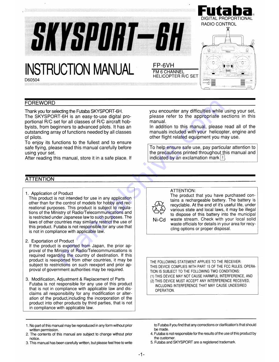 FUTABA FP-6VH Скачать руководство пользователя страница 1