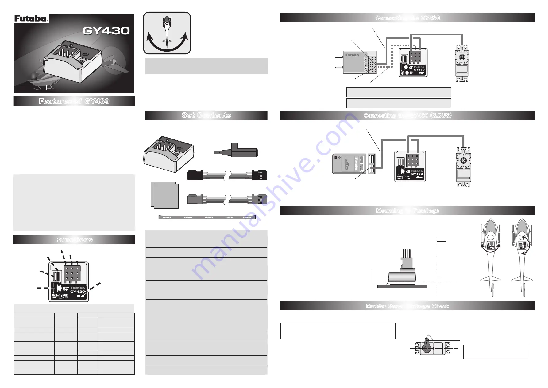 FUTABA GY430 Instruction Manual Download Page 1