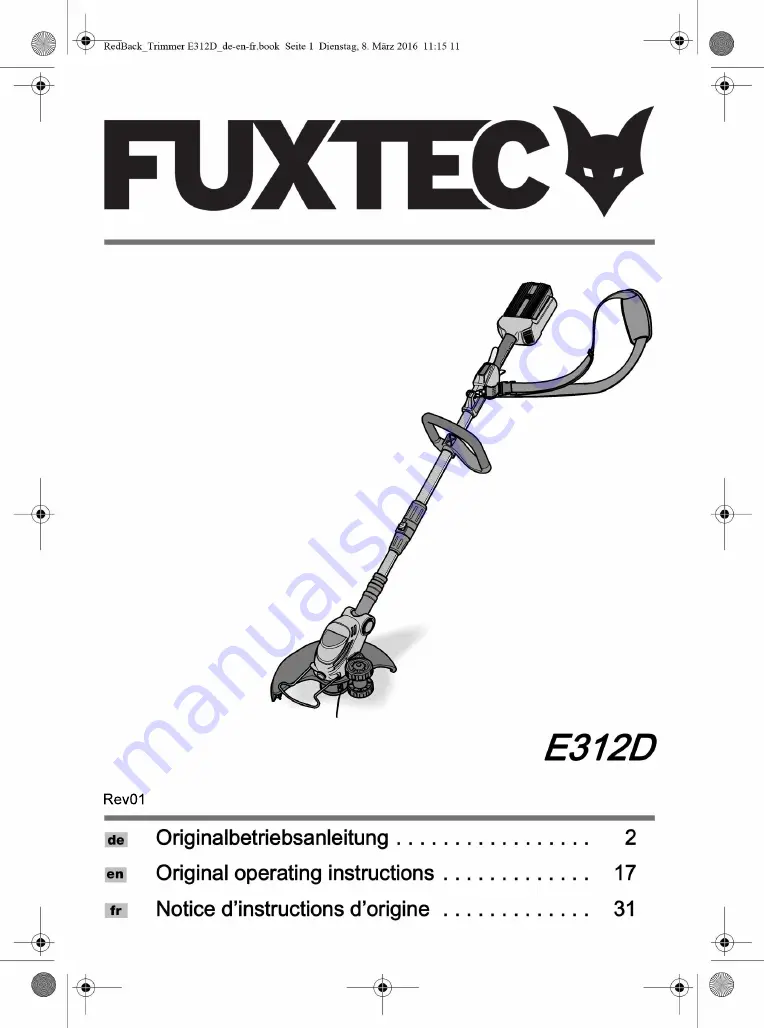 FUXTEC E312D Original Operating Instructions Download Page 1