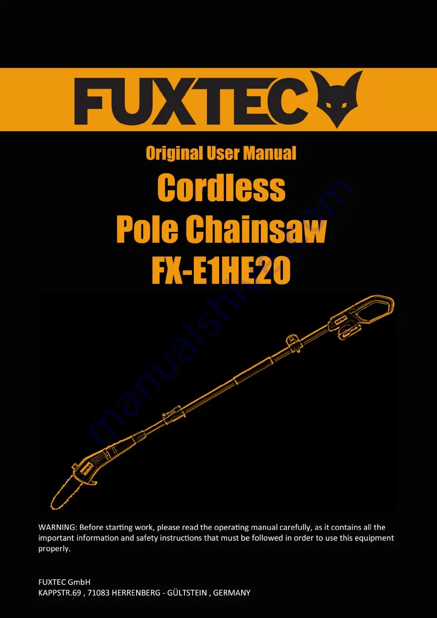 FUXTEC FX-E1HE20 Original User Manual Download Page 1